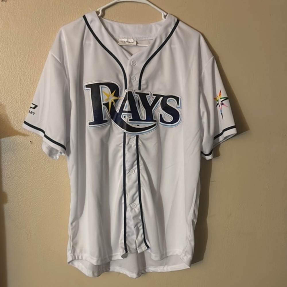Rays Baseball Jersey XL – White with Blue/Black, Chevrolet Sponsor